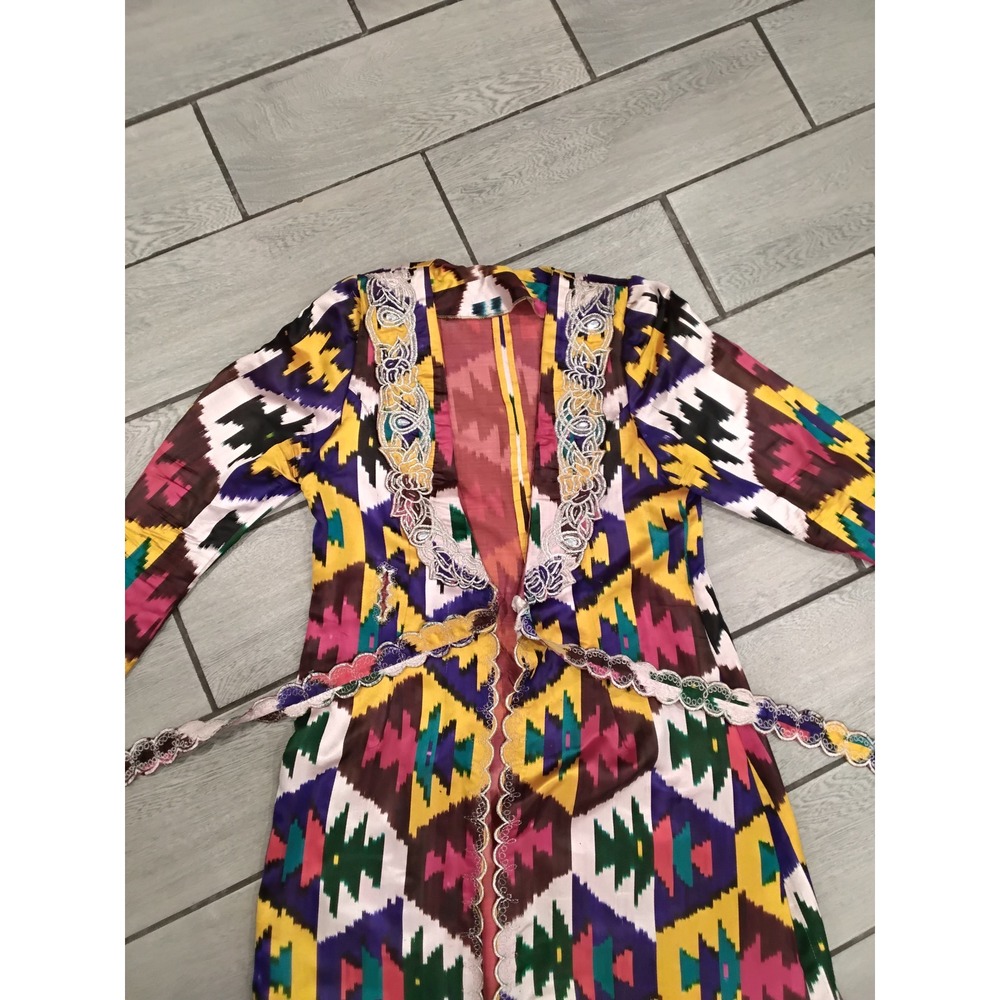 Boho Multicolor Embroidered‎ Kimono Duster Robe - Picture 2 of 7